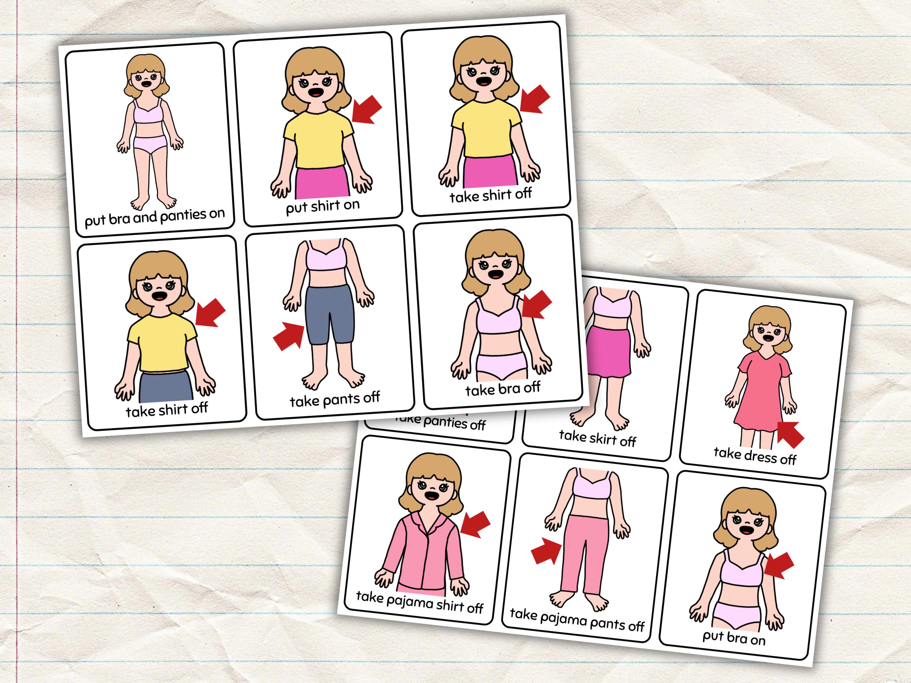 Editable Text Shower Sequence Cards for Girls | Boardmaker | Visual ...