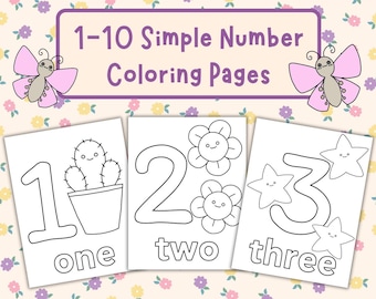 1-10 Simple Numbers Coloring Pages | Preschool Coloring Sheets | Toddler Math Coloring Worksheets | Homeschool Learn Counting | PreK Numbers