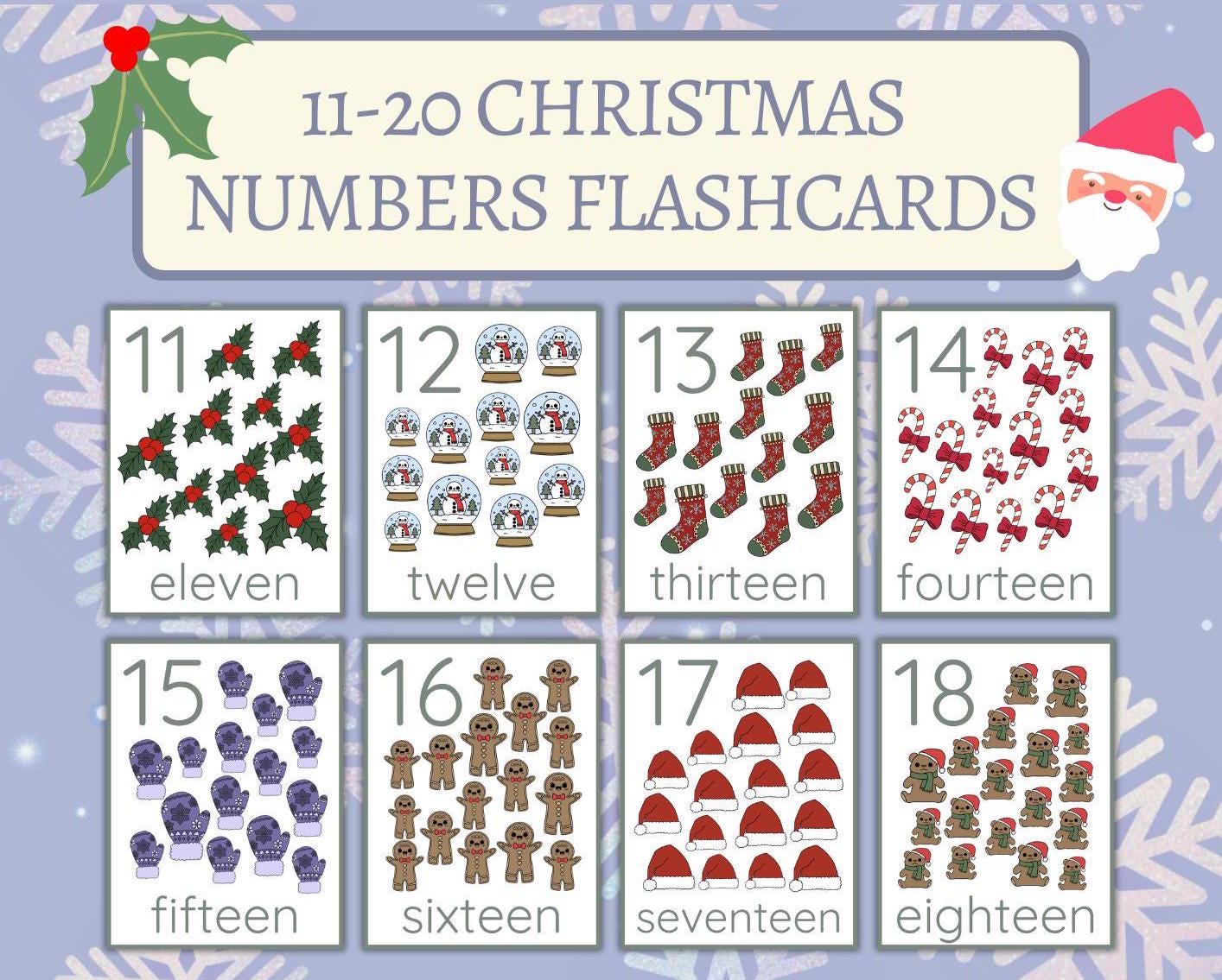 11-20 christmas numbers flashcards | preschool printable counting