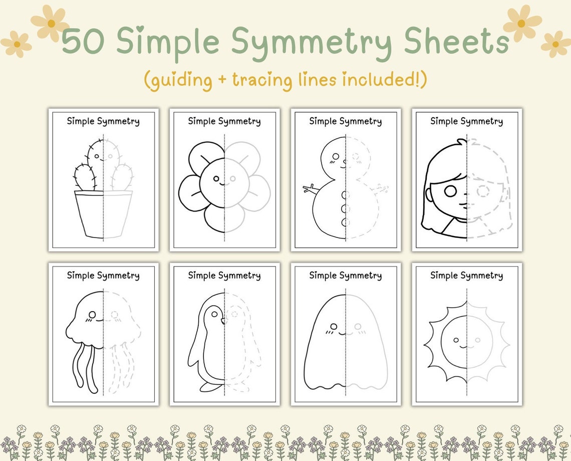 50 Simple Symmetry Worksheets | Early Finishers | Preschool Symmetry ...