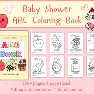 Baby Shower ABC Coloring Book | Baby&#39;s First ABC Book | Coloring Pages | Party Learning Games | Alphabet Printables | Baby Shower Gift Ideas