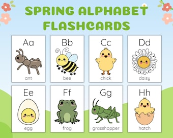 Spring Alphabet Flashcards | A-Z Spring Vocabulary | Preschool Early Learning Resource | Kindergarten ABC Flashcards | PreK Spring Activity