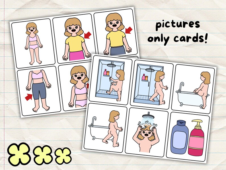 Editable Text Shower Sequence Cards for Girls | Boardmaker | Visual ...