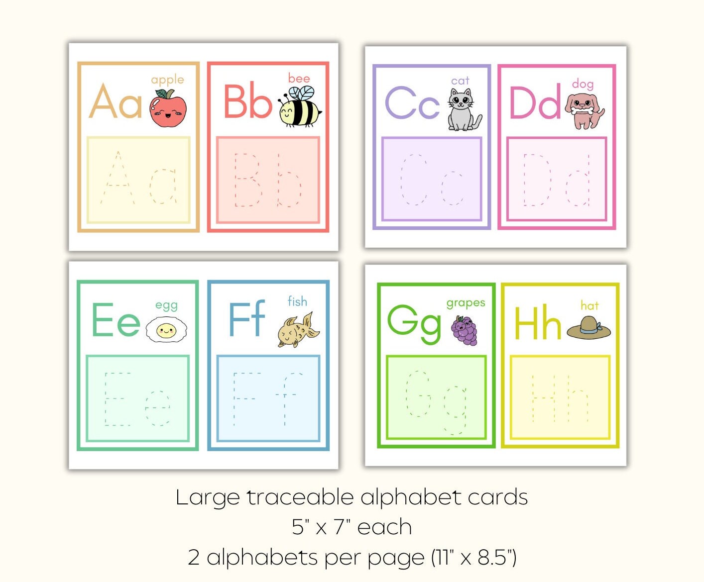 Traceable Alphabet Flash Cards Preschool Handwriting Practice