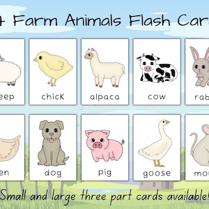 24 Farm Animals Flashcards | Preschool Printables | Toddler Animal Flash Cards | Montessori | Instant Download | Educational | Homeschool
