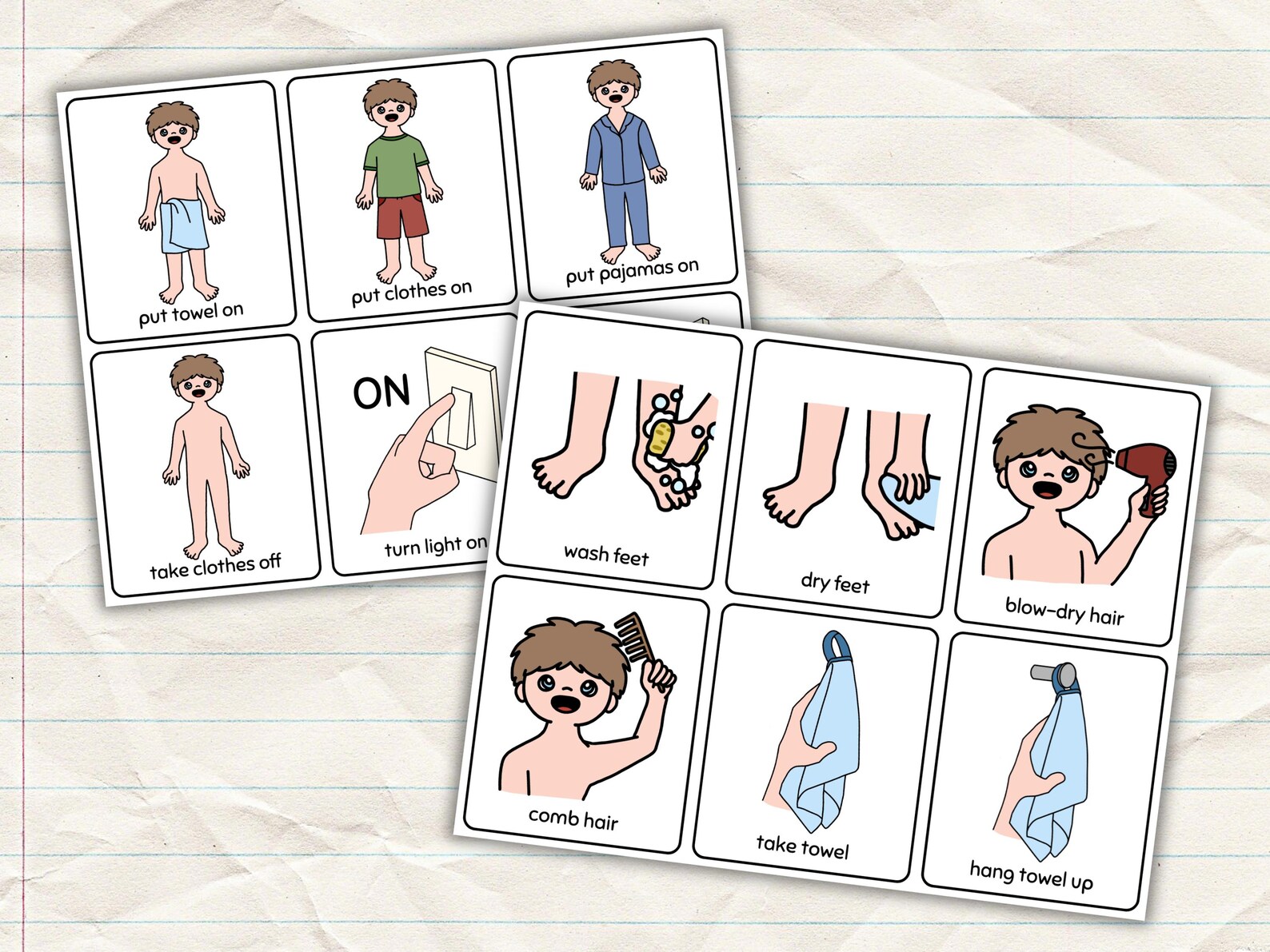 Editable Text Shower Sequence Cards for Boys | Boardmaker | Visual ...