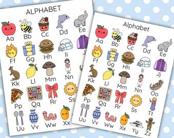 Alphabet Chart | Alphabet Poster | ABC Educational Poster | A-Z Classroom Nursery Homeschool Decor | Preschool Phonics | Learning Wall Art