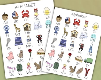 ABC Poster | Printable Alphabet Chart | Educational Chart | Toddler A-Z | Phonics Chart | Alphabet Poster for Kids | Learning Wall Art | PDF