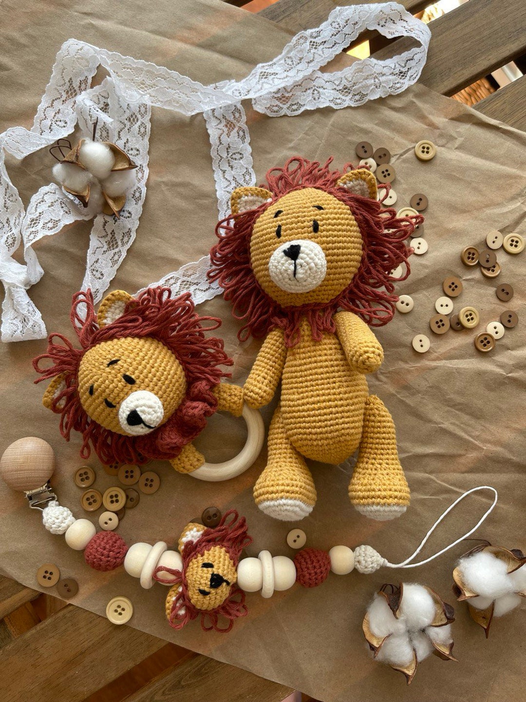 Crochet Lion Toy & Rattle Pattern: Amigurumi Animals (PDF Pattern) - Etsy