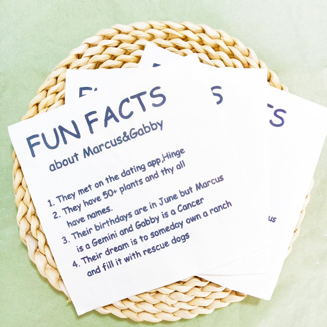 Trivia Personalized Wedding Napkin Vow Renewal Fun Fact Etsy UK