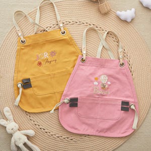 Personalized Boys Embroidered Aprons-Custom Toddler Cooking Aprons with Pockets,Little Chef Kitchen Aprons,Kids Baking Aprons,Gifts for kids
