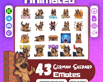 Animated German Shepherd Emotes Mega Bundle | Twitch Discord Streamer Graphics (Instant Download)