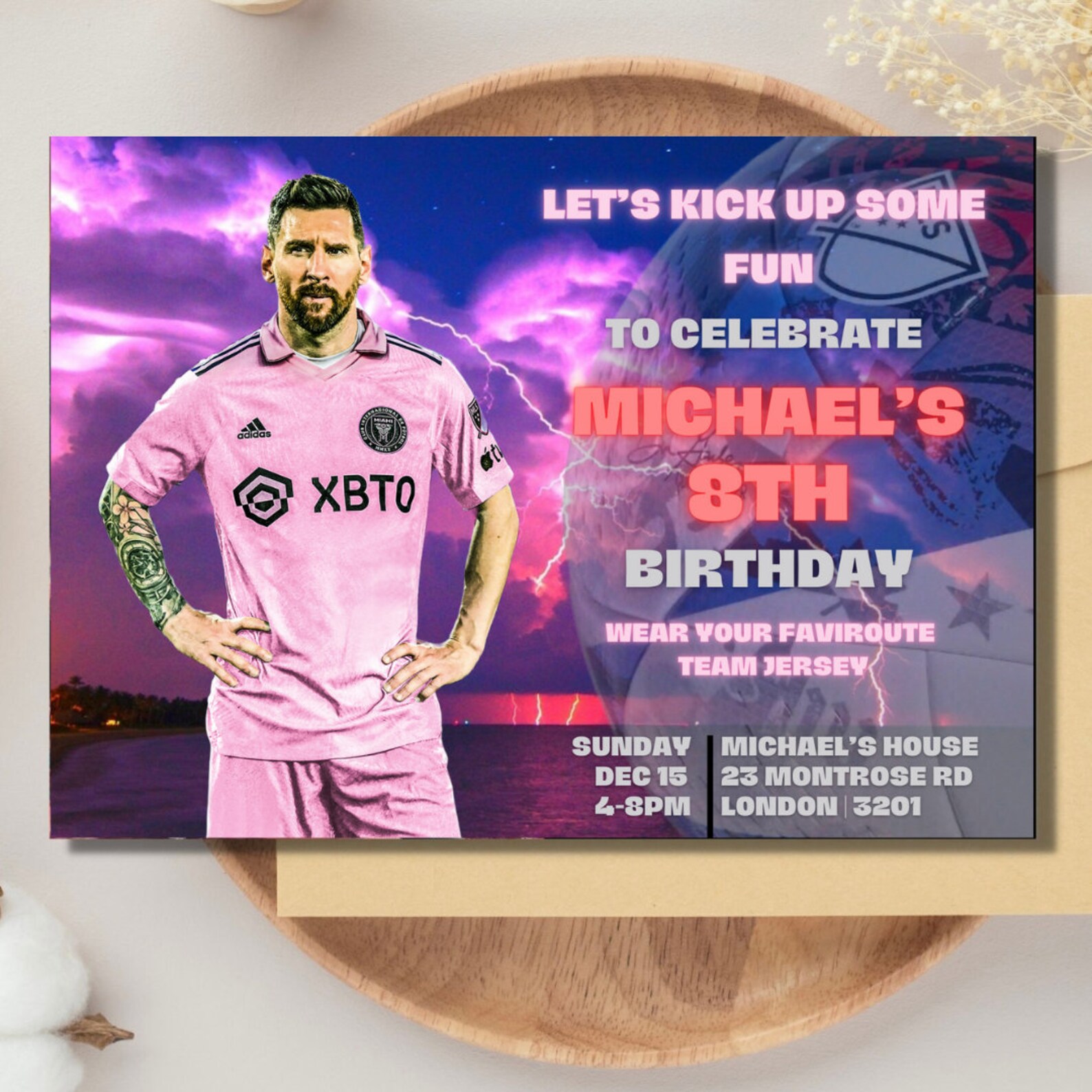 Editable Soccer Birthday Invitation Messi Digital, MSL Soccer Party