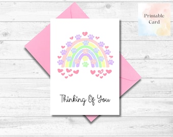 Printable rainbow pet loss sympathy card