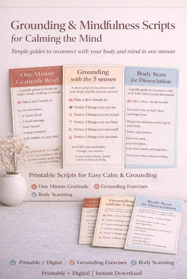 Mindfulness Script Bundle – 10 Printable Calm Prompts for Emotional ...