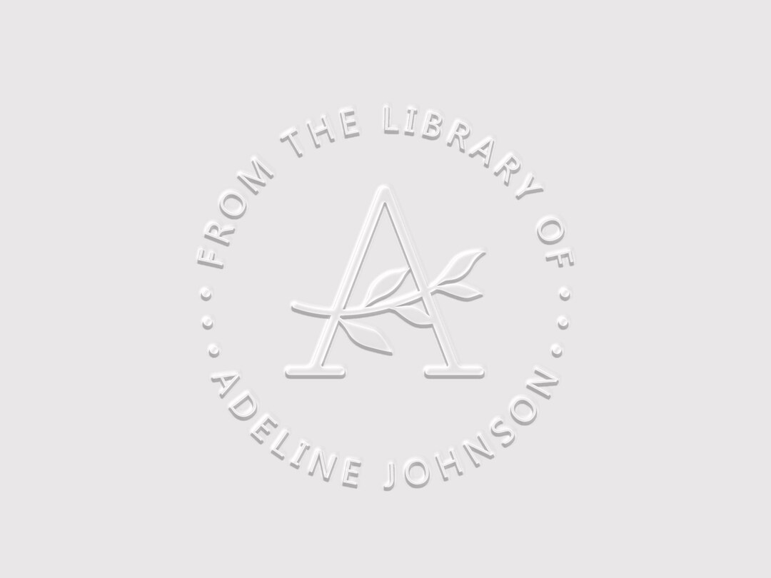 Monogram Book Embosser Stamp Name Initial Library Embosser Etsy