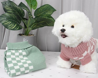 Green Pink Classic Autumn Knitted Thread Dog Sweeter outfit, Sphynx cat Small dog jumpers, hairless cat clothes, Pets gift, Dog Clothes