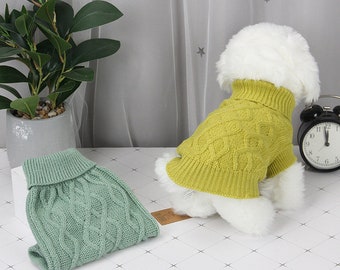 Zitronengrüner Klassischer Herbst Strickfaden Hundepullover Outfit, Sphynx Katze Kleiner Hundepullover, haarlose Katzenkleidung, Haustiergeschenk, Hundebekleidung