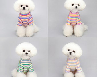 Rainbow Dog Cat Small Dog Teddy Schnauzer Dog Cotton Shirt,  Sphynx cat Small dog jumpers, hairless cat clothes, Pets gift, Dog Clothes