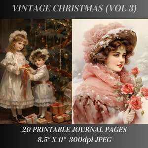 Merry Christmas Junk Journal Pages, Vintage Christmas Junk Journal Kit, Santa Scene Junk Journal Printable Paper, Digital Art Scrapbooking