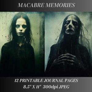 Macabre Memories, Printable Page Junk Journal, Fear The Past Digital Paper for Scary Scrapbooking Crafting Collage Card Making, Horror