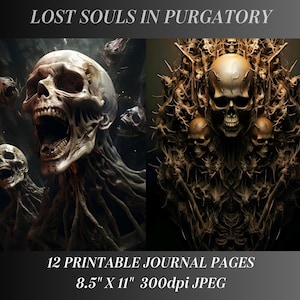 Lost Souls In Purgatory, Horror Junk Journal, Fantasy Digital Paper, Occult Journaling Pages, Creepy Ghosts, Goth Scrapbooking, Halloween