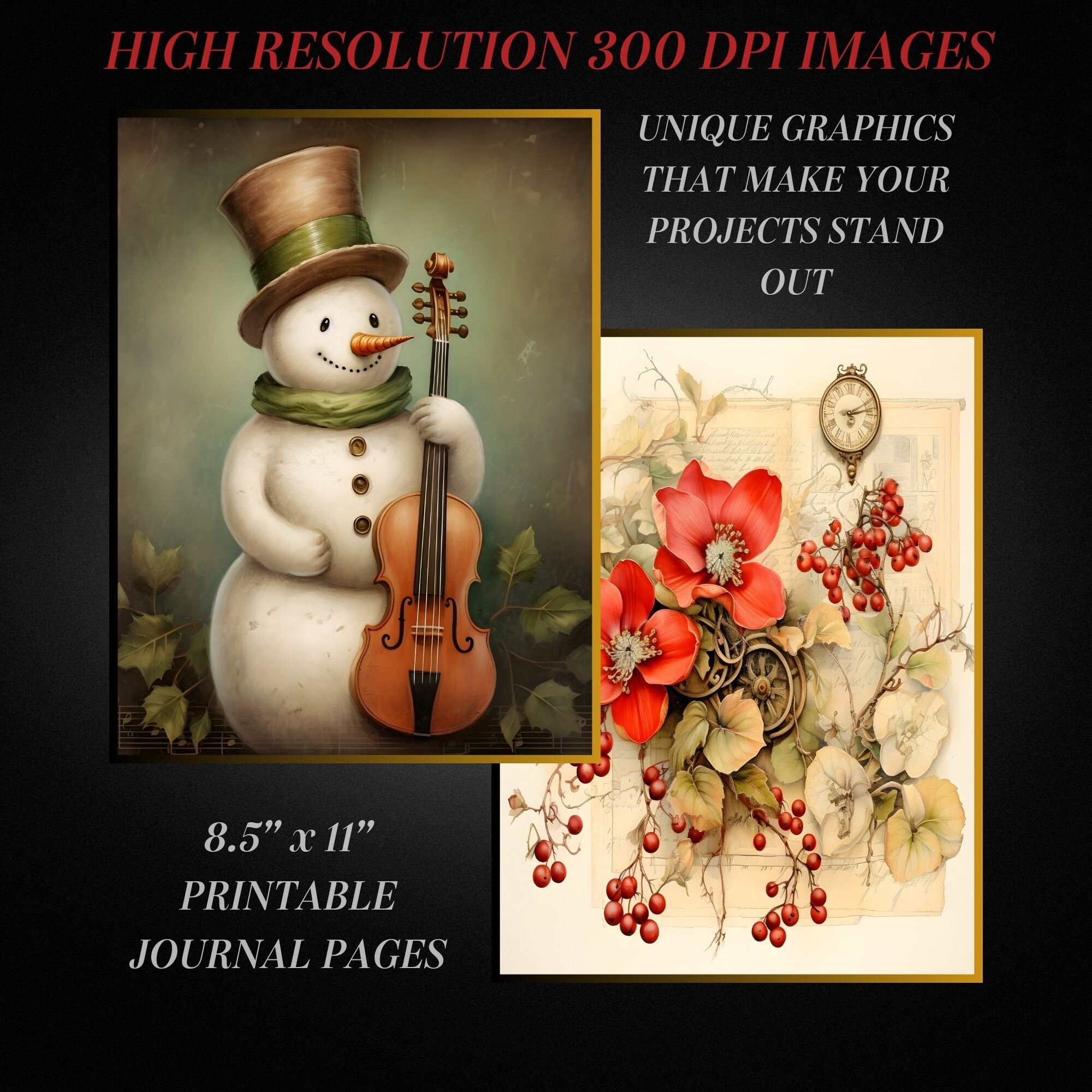 Vintage Christmas Junk Journal Kit 2, Merry Christmas Junk Journal ...