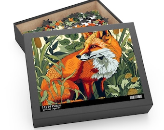 Fox Art Chipboard Jigsaw Puzzle Activity for Friends & Family | Gift-Ready Box  (120, 252, 500-Piece)