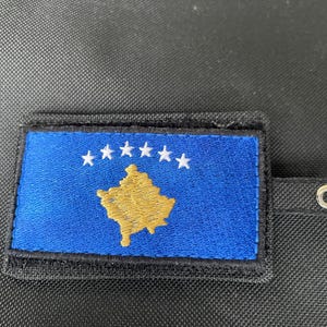 Embroidered hook and loop Patch | Kosovo Flag | For Jackets, Backpacks, Hats | Durable, Stylish & Easy to Attach!
