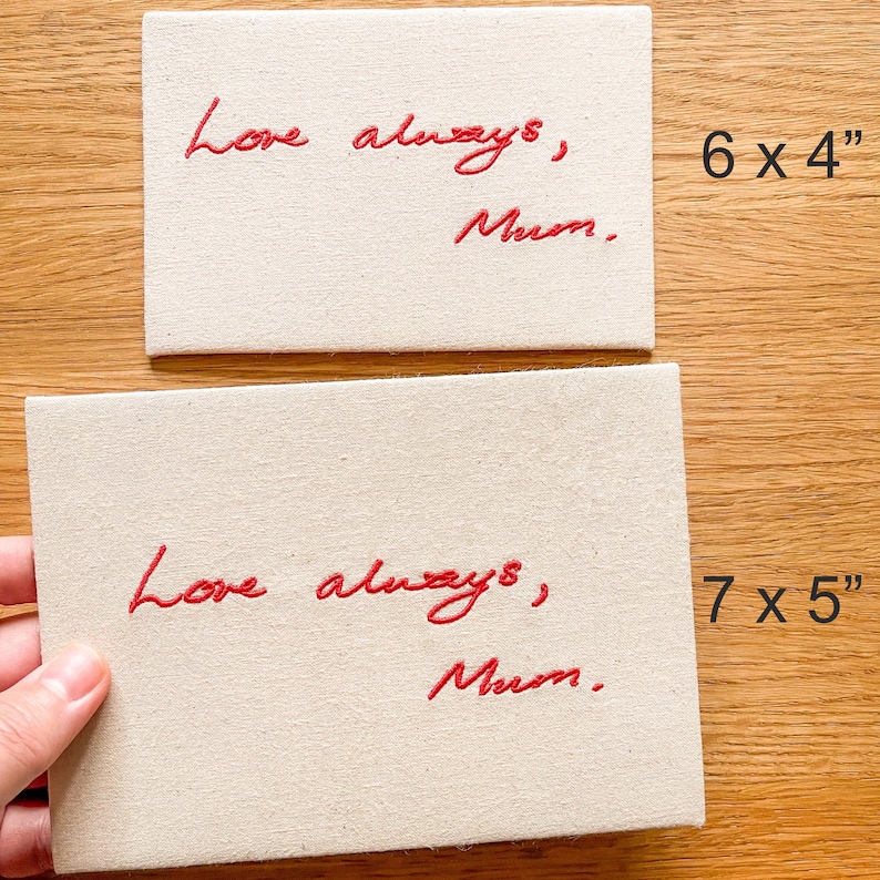 Gepersonaliseerd handschriftborduurwerk | Aandenken op maat | Geborduurd cadeau met handgeschreven tekst | Gepersonaliseerde handtekeningkunst afbeelding 5