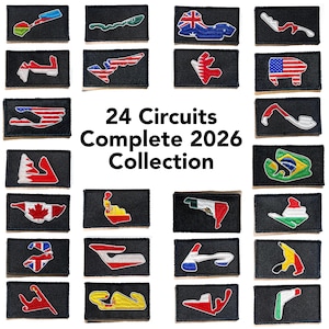 Full 2026 Grand Prix Circuit Patch Collection, 24 Embroidered Track Layouts