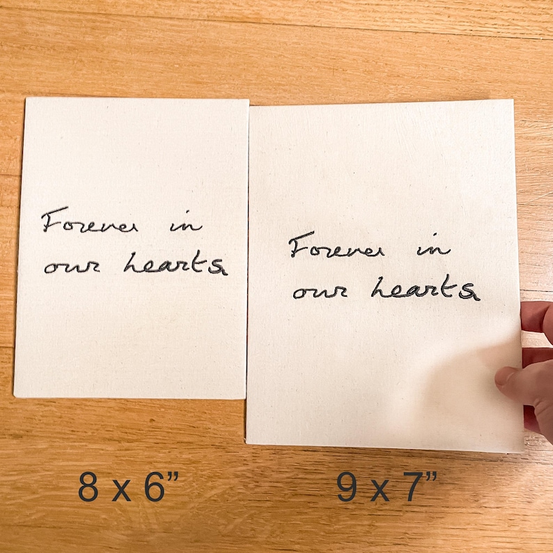 Gepersonaliseerd handschriftborduurwerk | Aandenken op maat | Geborduurd cadeau met handgeschreven tekst | Gepersonaliseerde handtekeningkunst afbeelding 6