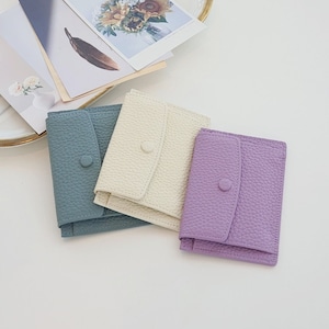 Monedero Mini Tarjeta Monedero Piel Genuina de Vaca Cartera de Cuero Real Cartera de Colores Pastel Cartera Minimalista Monedero Mini