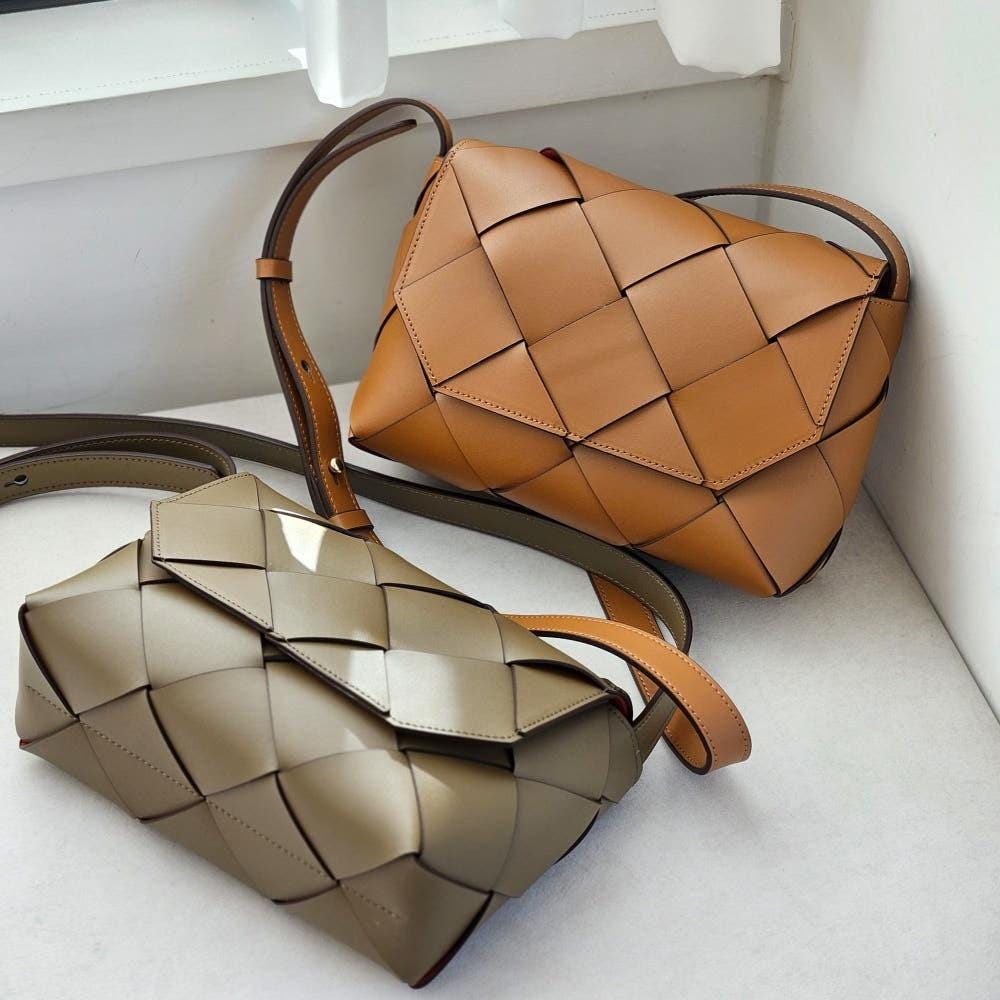 High Quality Genuine Cowhide Leather Woven Crossbody Bag Simple Leather Weaving Crossbag Everyday Bag  Minimalist Bag Gift for her