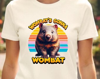 Funny Wombat Shirt, Retro Sunset Wombat Tee, Wombat’s Gonna Wombat Slogan, Cute Australian Animal Gift