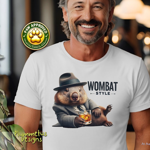 Wombat-Liebhaber-T-Shirt, Wombat-Grafik-T-Shirt, lustiges Wombat-T-Shirt, Beuteltier-Enthusiast, Tier-T-Shirt-Sammler, skurriles Whiskey-Trinker-Shirt