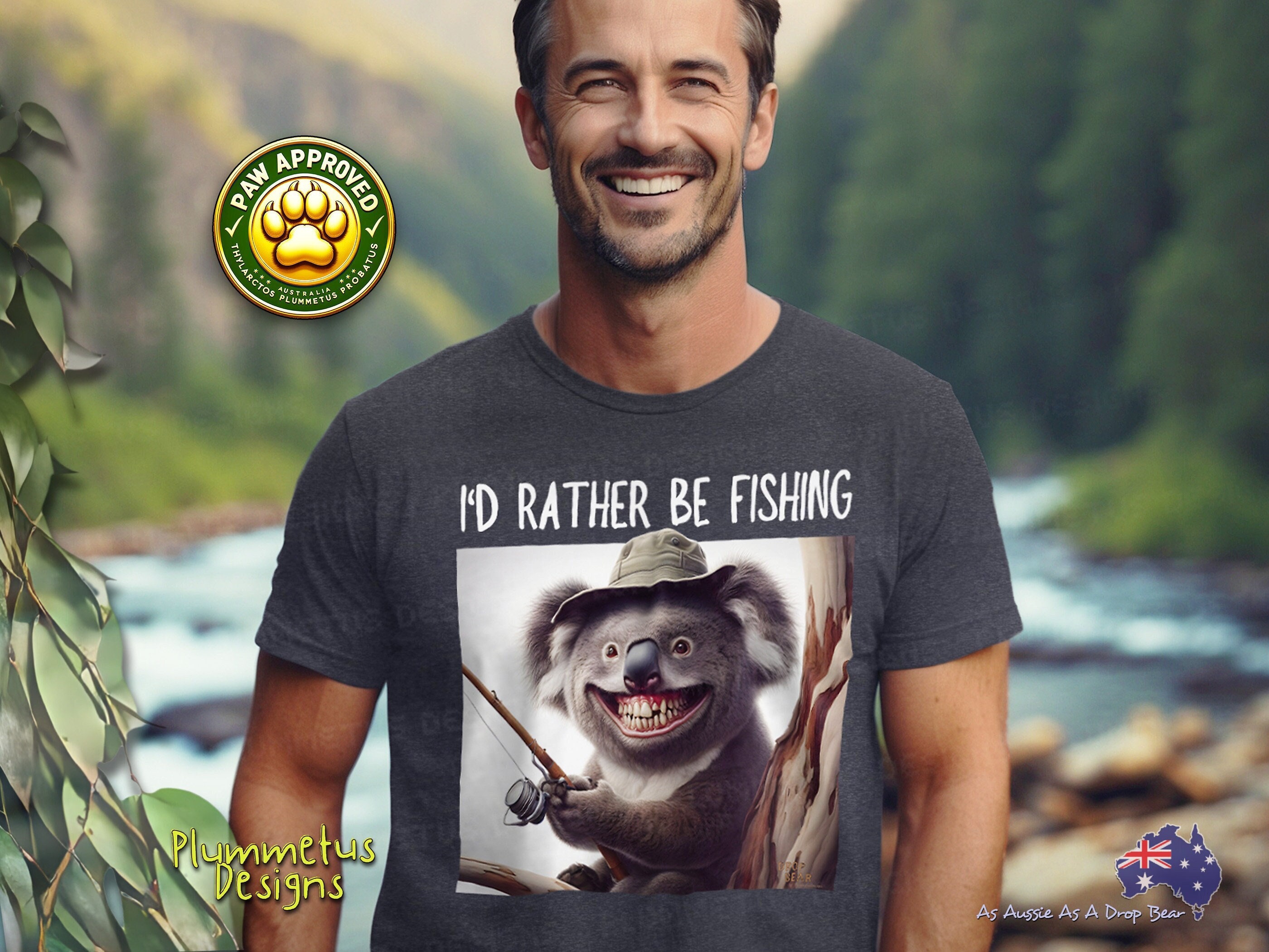 Funny Fisherman Tee, Rather Be Fishing, Fun Dropbear T Shirt
