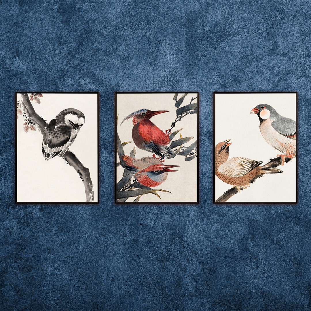 Birds Katsushika Hokusai Posters, Set 3 Wall Art, Woodblock Prints ...
