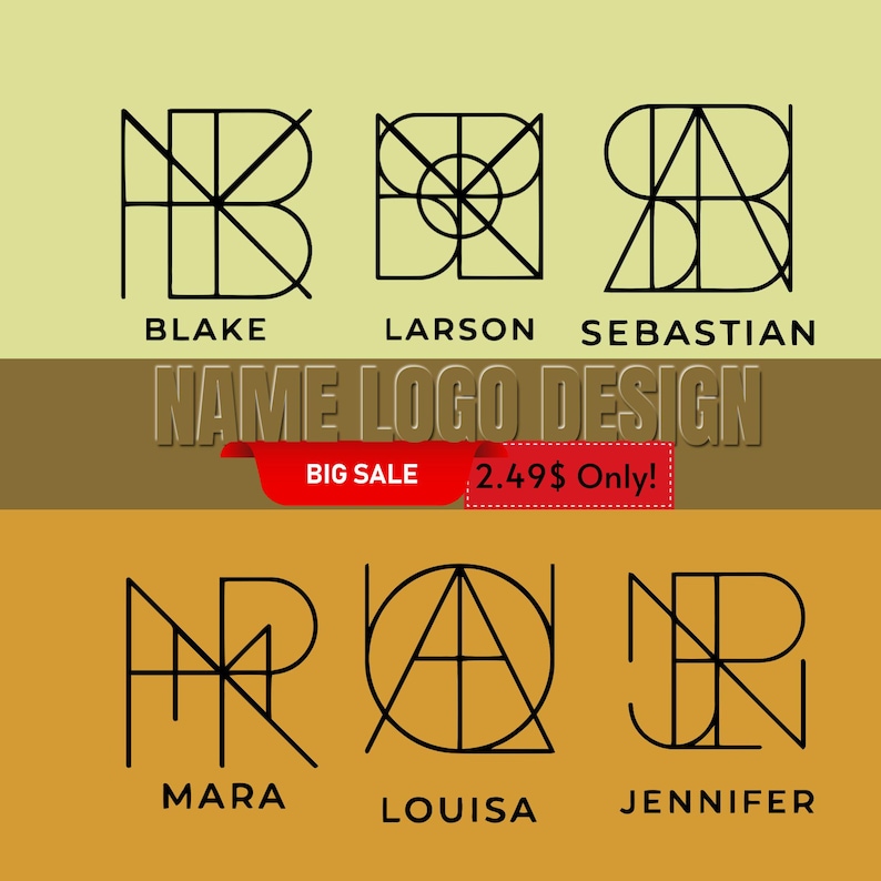 Custom Name Logo: Geometric Minimalist Design - Etsy