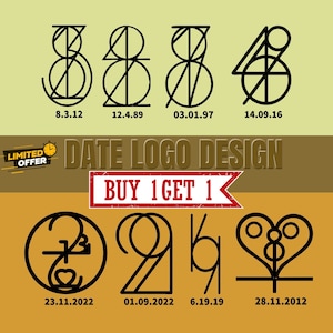 Special Date Logo, Custom Number Logo, Wedding Date tattoo, Birth Time Logo Tattoo, Anniversary Gift, Custom Number Logo, Date Tattoo Design