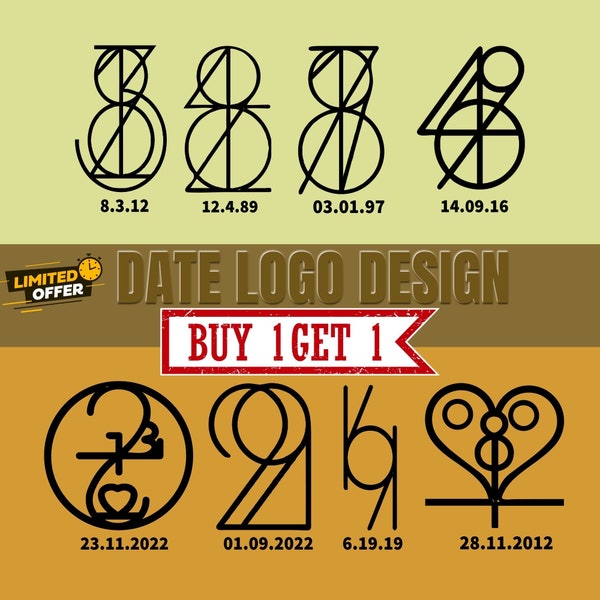 Special Date Logo, Custom Number Logo, Wedding Date tattoo, Birth Time Logo Tattoo, Anniversary Gift, Custom Number Logo, Date Tattoo Design