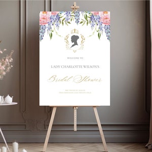 Bridgerton Bridal Shower Welcome Sign: Vintage Floral Banner (Printable)