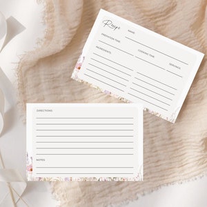 Wildflower Bridal Shower Recipe Card Template: Floral Design (Canva Editable, Digital Download)