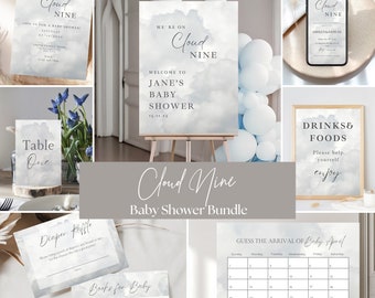 Cloud Nine Baby Shower Bundle: Gender Neutral Printable Stationary Set (Digital Download)