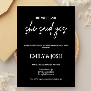Engagement Party Invitation Template Minimal Black and White Engagement Invite Printable Party Invitations Couples Shower Invite