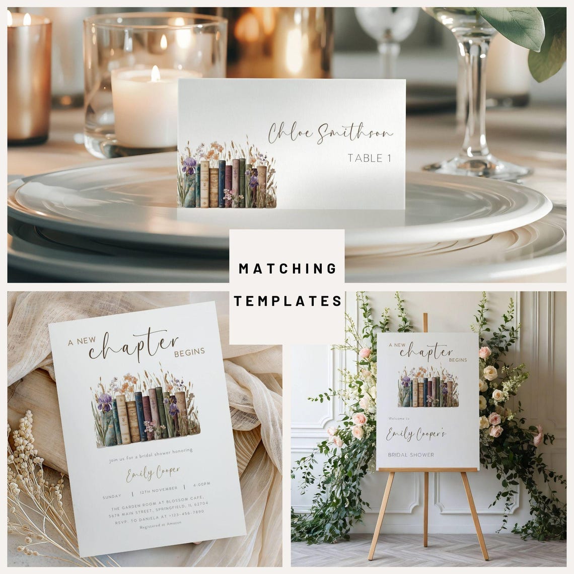 Storybook Bridal Shower Menu: Printable New Chapter Begins Food Card ...