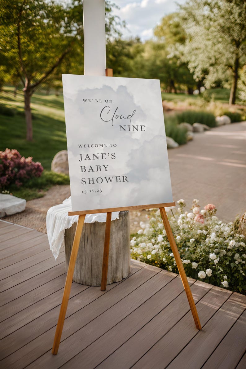 Cloud Nine Baby Shower Welcome Sign: Printable Party Decor (PDF Download) image 2