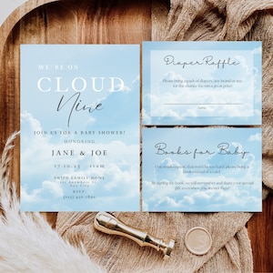 Cloud Nine Baby Shower Invitation Set: Blue Sky Theme (Digital Invite)