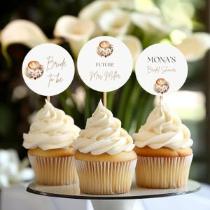 Espresso Latte Cupcake Topper Template: Bridal Shower Decor (Digital Download)