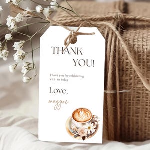 Floral Coffee Bridal Shower Favor Tag Template (Digital Download)